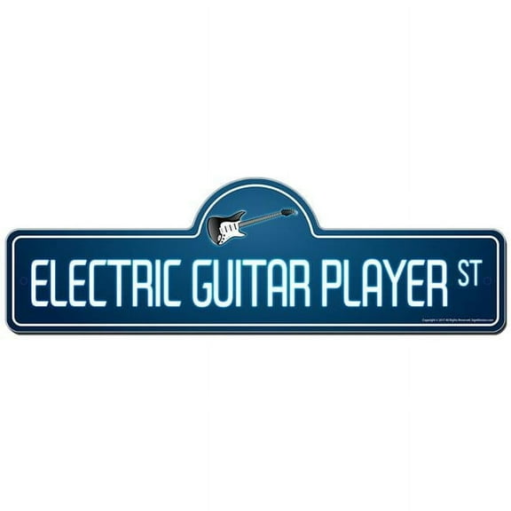 20 x 7 in. Electric Guitar Player Street Sign