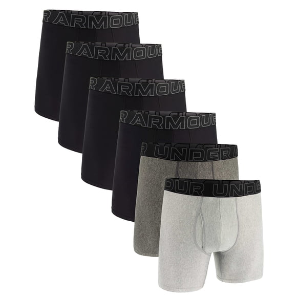 UNDER ARMOUR men's boxer shorts, 6-pack - Performance Tech Boxer Briefs Solid 6 in, stretch, solid color Black/black/grey 4XL (XXXX-Large)
