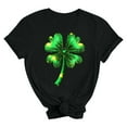 thumbnail image 4 of FRSASU Women St Patricks Mardi Gras Round Neck T Shirts Shamrock Carnival Short Sleeve Tops Black, 4 of 5