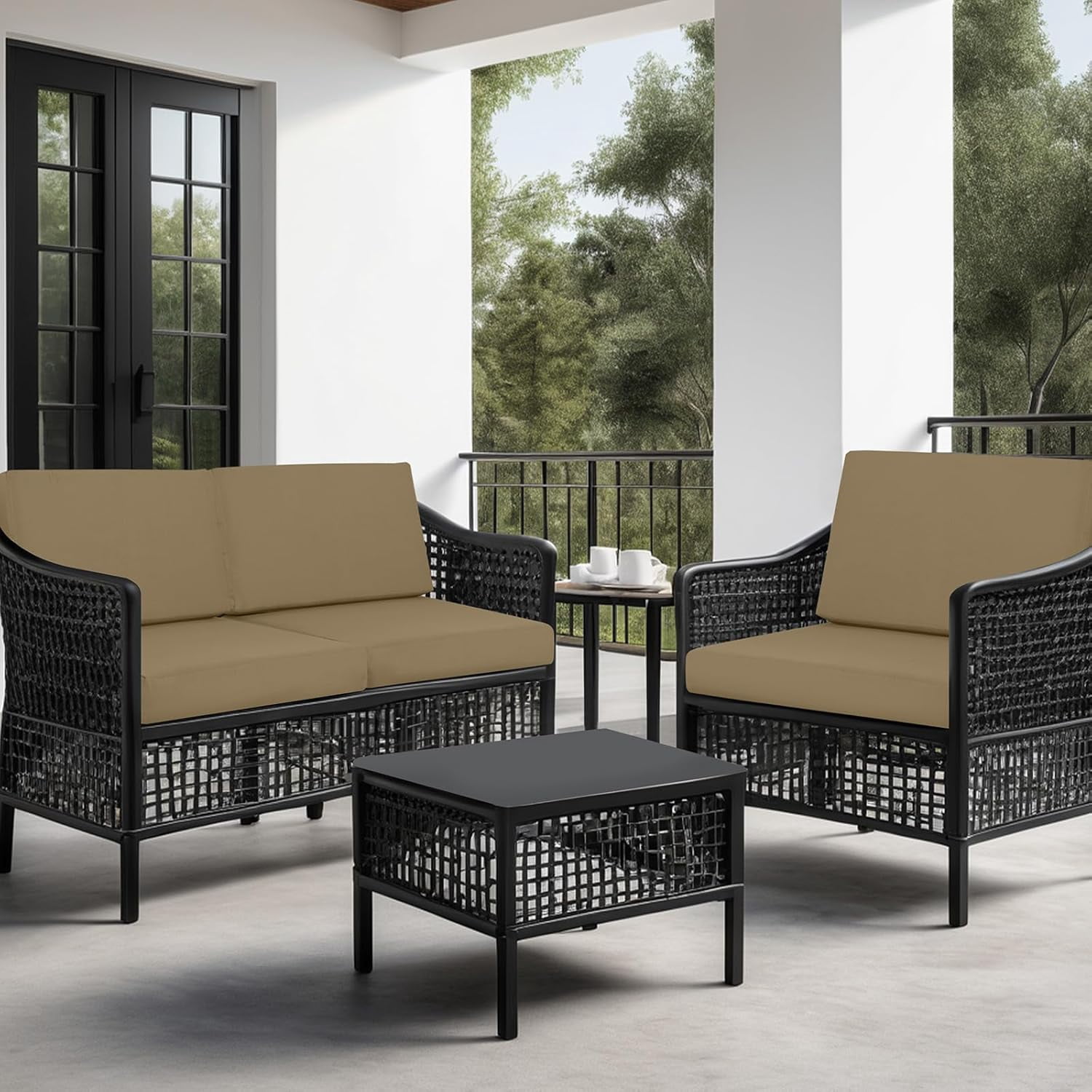 Outdoor Cushions for  Furniture Waterproof Deep Seat Replacement Chair Cushions Garden Lawn Backyard Deck Set