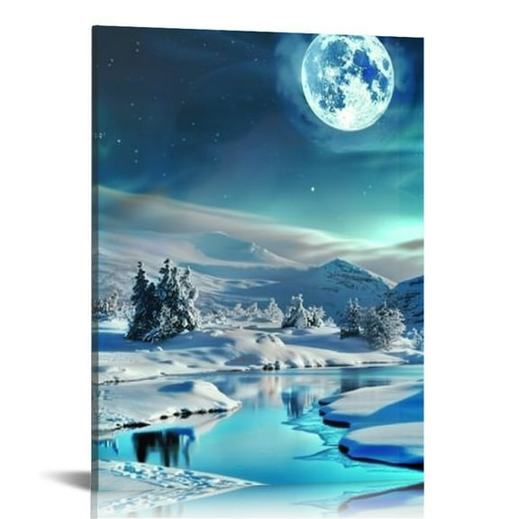Acheng Blue Aurora Wall Decor Aurora Scenery Canvas Painting Farmhouse Aurora Wall Art Northern Lights Wall Decor Living Room Aurora Poster Modern Home Decor for Bedroom Office Decor 12x16 in