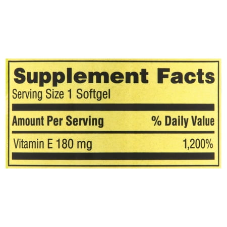 Spring Valley Water Dispersible Vitamin E Supplement, 180 mg, 100 Count