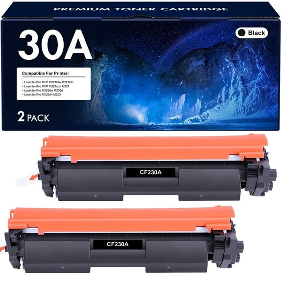 30A CF230A Black Toner Cartridge Compatible for HP 30A CF230A 30X CF230X HP Laserjet Pro M203dw MFP M227fdw M203dw M227fdn M203dn M227sdn M203d M227 M203 Series Printer Ink (2-Pack)