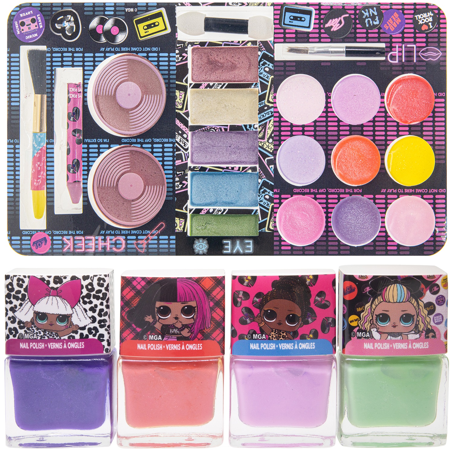 L.O.L. Surprise! Train Case Pretend Play Cosmetic Nail Lip and Hair Accessories Set for Girls, Ages 3+, By Townley Girl - image 3 of 12
