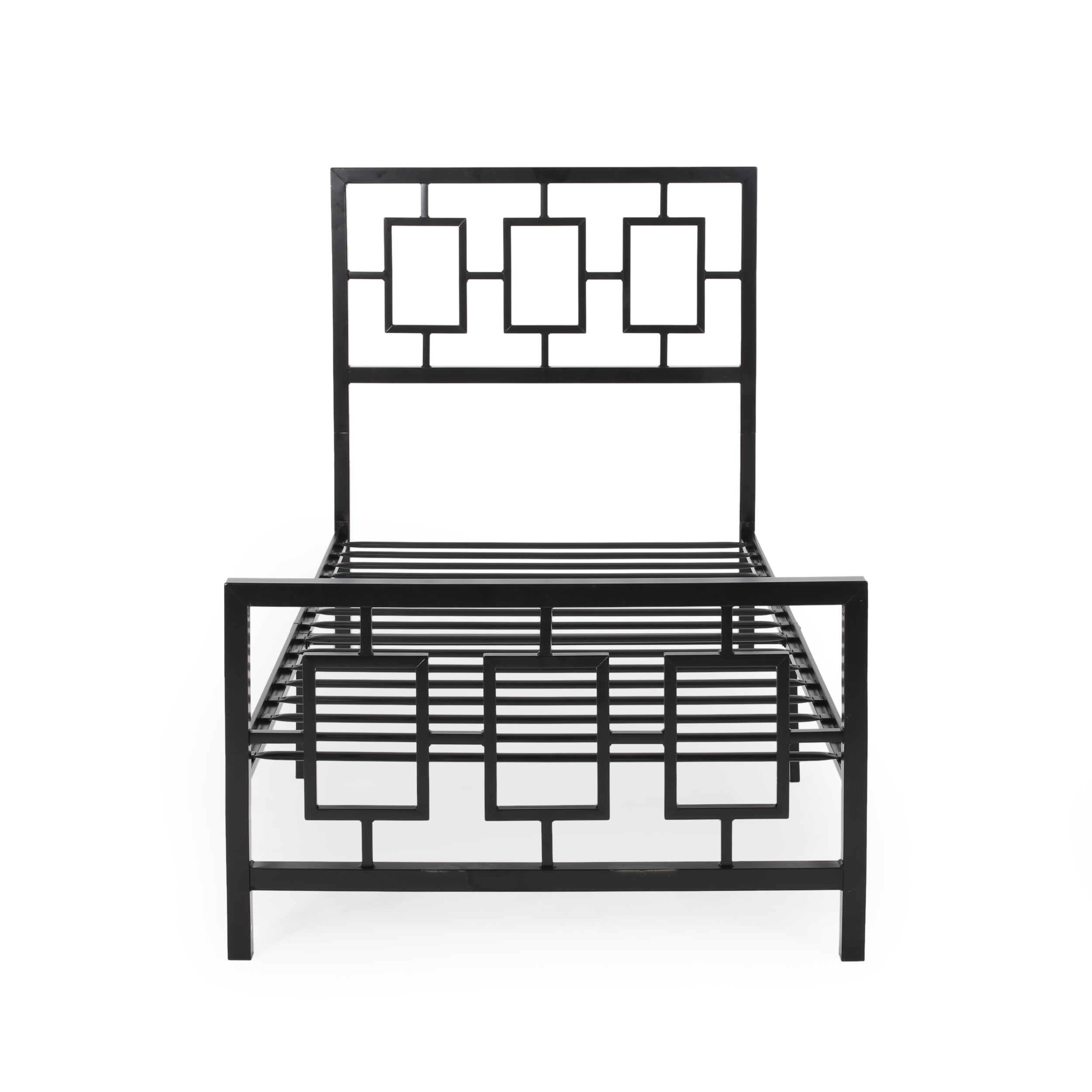 Noble House Krystin Modern Twin-Size Iron Bed Frame, Flat Black