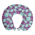 thumbnail image 1 of Floral Travel Pillow Neck Rest, Feminine Composition of Peonies, Memory Foam Traveling Accessory Airplane and Car, 12", Seafoam Violet, by Ambesonne, 1 of 2