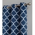 thumbnail image 2 of THD Moroccan Trellis Lattice Decorative Blackout Thermal Privacy Room Darkening Grommet Window Drapes Curtain Panels for Bedroom - Set of 2 (Navy Blue, 37 W x 84 L), 2 of 6
