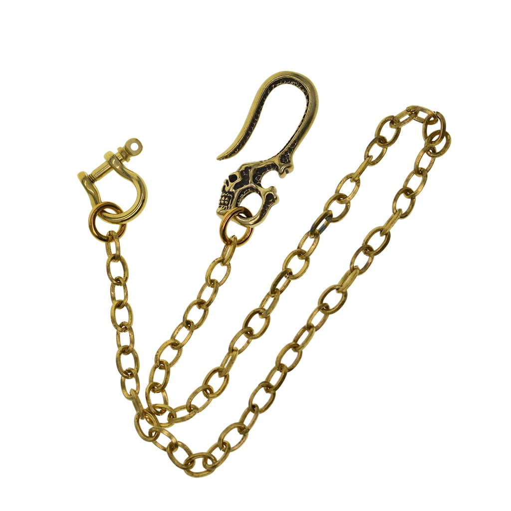 Skull Hook For Chain And Keys Brass Wallet Biker Rock Style Key Ring 