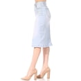 thumbnail image 3 of Fashion2Love Women's Juniors/Plus Size Calf - Length Ripped Stretch Pencil Stretch Denim Skirt, 3 of 5