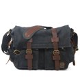thumbnail image 1 of Bolso bandolera de lona retro con cinturón de piel de caballo para hombre y mujer, mochila informal de un solo hombro, 1 of 6