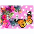 thumbnail image 1 of Metal Light Switch Plate Cover Hibiscus Flower Butterfly Pink Polka Dots FLW035, 1 of 15