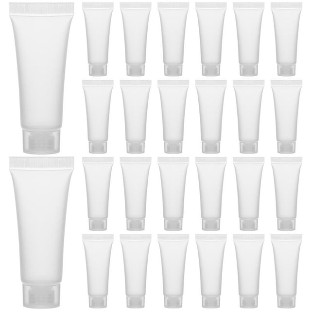 MasteelfCA 50pcs 10ml Refillable Bottle Travel Squeeze Bottle Leakproof Storage Container with for Shampoo Facial Toner Hand Cream Body Lotion (White)