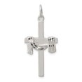 thumbnail image 1 of 925 Sterling Silver Drapé Croix Pendentif Pendentif Religieux Latin, 1 of 5