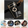 thumbnail image 5 of for Google Pixel 8 Pro Case with Ring Holder Magnetic Aesthetic Google Pixel 8 Pro Phone Case Silicone Soft TPU Thin White Cover 360° Rotatable Metal Kickstand (Black), 5 of 14