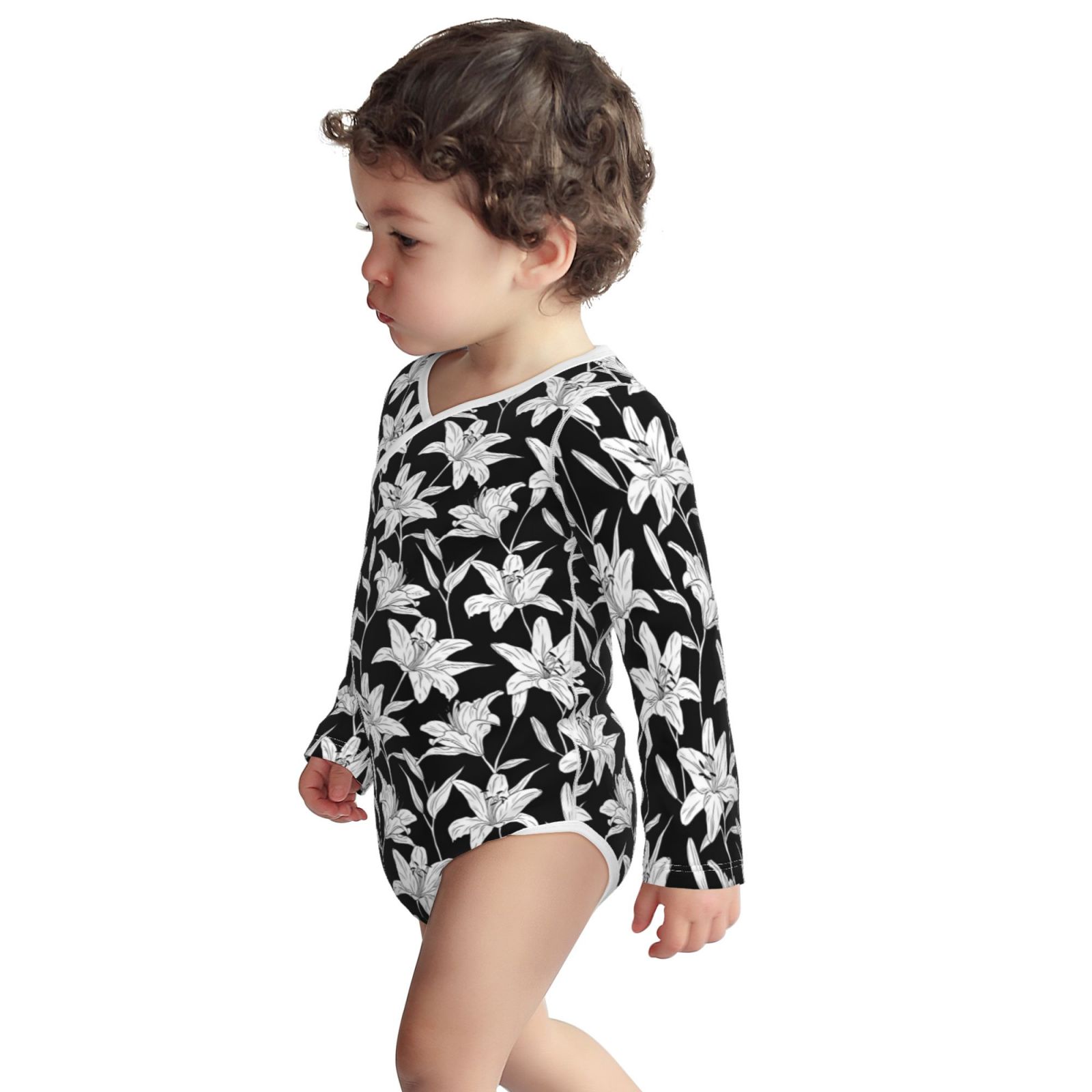 Xecao Lilies Flowers Print Baby unisex-baby Cotton Long-sleeve Bodysuits-2 Years