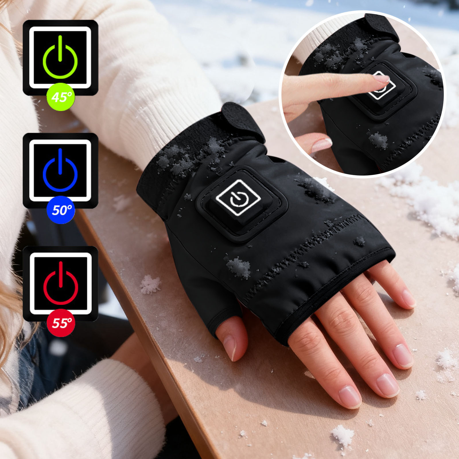 Rechargeable Heated Gloves for Women Men Smart Thermostatic Control Electric Heating Fingerless Gloves Portable Hand Warmer for Outdoor Work Winter Cycling Skiing Hiking Camping and Cold Weather