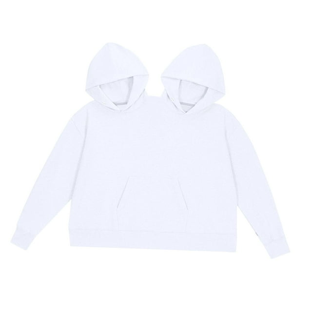 TISHITA Sweat à Capuche Couple Surdimensionné Mode Intime Assorti Blanc