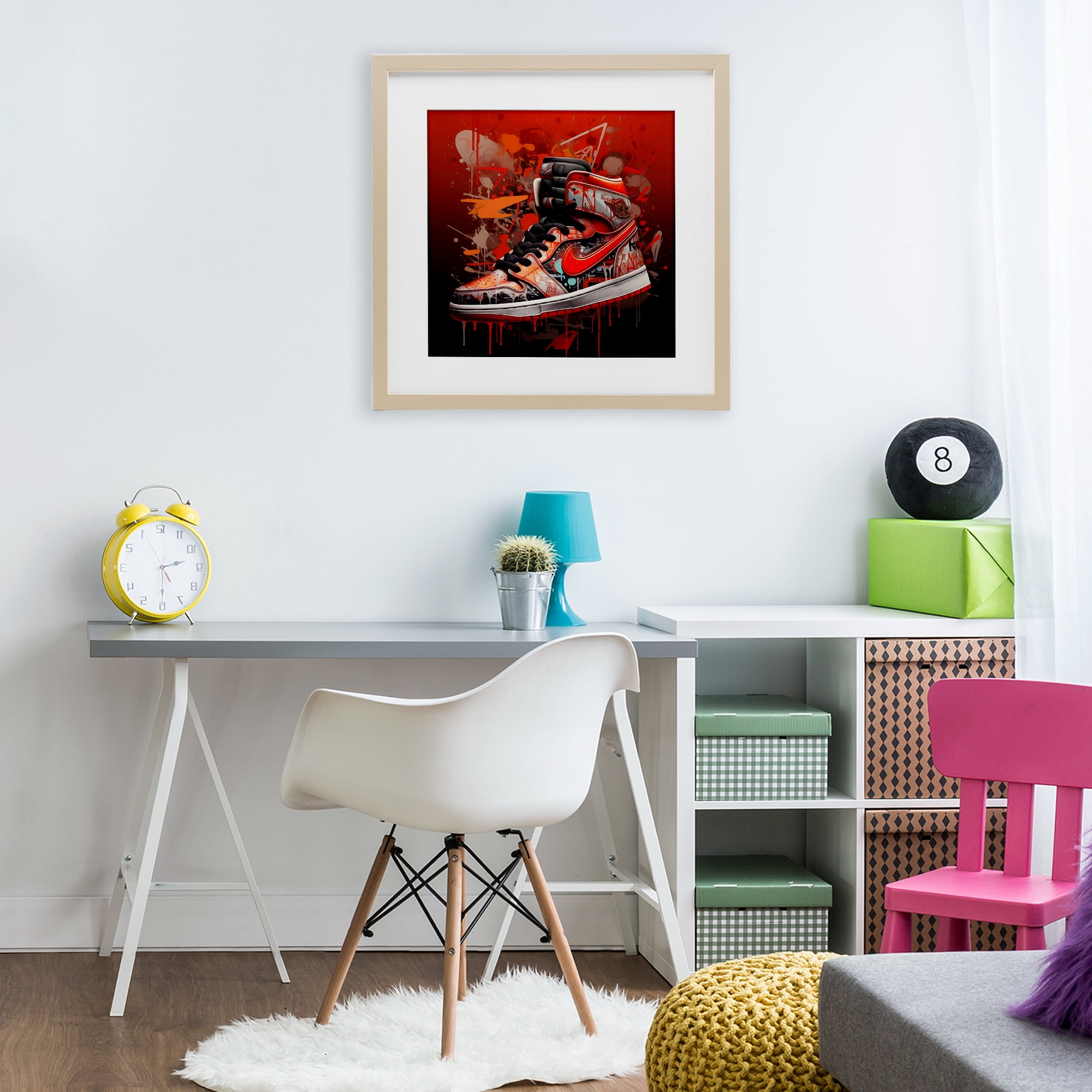 Stupell Industries Shades Of Red Sneaker Birch Framed Print Under Glass, design by Creative Studio