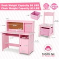 thumbnail image 2 of COSVALVE Kid's Study Desk and Chair for Children with Storage Bins, Bookshelf Organizer, Cork Bulletion Board (Pink), 2 of 8