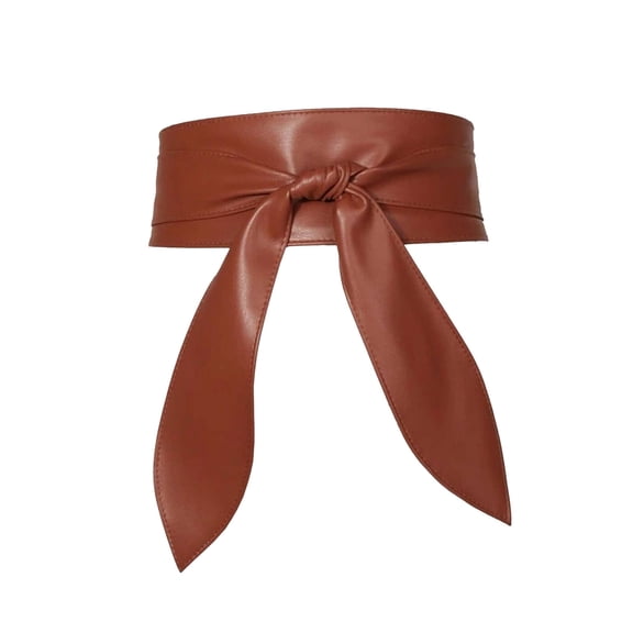 AUQ Belt,Elegant Bow Design Belts for Women,Wide Waistband for Shaping Western Outfit for Women,Coffee,47in