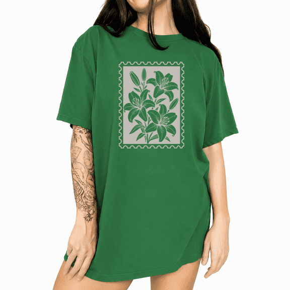 UNISHE Summer Neutral Floral Graphic Shirt for Women - Soft Beige Lily Line Art Tee