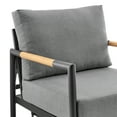 thumbnail image 6 of Royal Outdoor Patio Swivel Glider Lounge Chair in Black Aluminum and Teak Wood with Cushions, 6 of 10