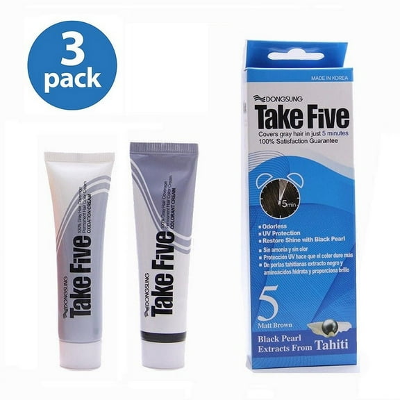 Dongsung Take Five Hair Color Cream #5 Matt Brown for Gray Coverage, Ammonia Free Hair Dye (Pack of 3)