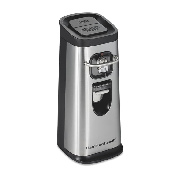 Hamilton Beach Smooth Touch Electric Can Opener with Knife Sharpener, Bottle Opener and Cord Storage, Stainless Steel
