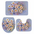 thumbnail image 2 of Blue White Daisy Flowers Bathroom Rugs Set Spring Plants Watercolor Style Non Slip Absorbent Soft Bath Mats 3 Piece Set with Bathroom Rug, U-Shaped Floor Mat, Toilet Seat Cover Large Size, 2 of 9