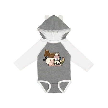 

Inktastic Cute Horse Sheep Cow Pig and Rooster Farm Animals Gift Baby Boy or Baby Girl Long Sleeve Bodysuit