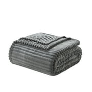 Nestl Cut Plush Fleece Blanket, Soft Lightweight Fuzzy Luxury King Size Bed Blanket for Bed, Gray