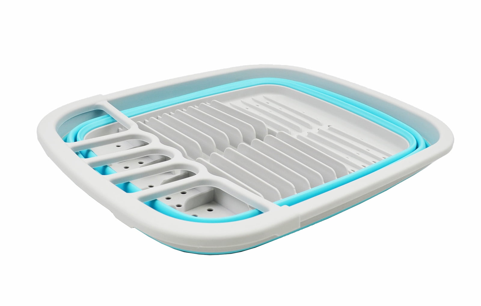 SAMMART 8L (2.11Gallons) Collapsible Dish Drainer with Drainer Board - Foldable Drying Rack Set - Portable Dinnerware Organizer - Space Saving Kitchen Storage Tray