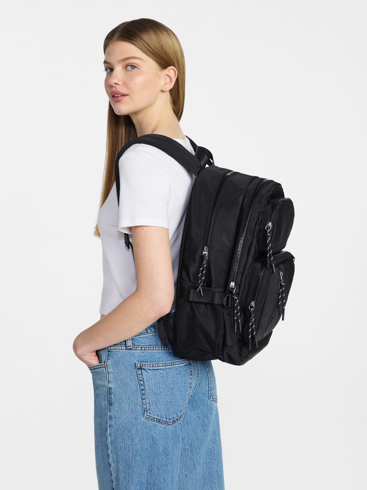 No Boundaries Women's 17.5" Multi Pocket Backpack, Black