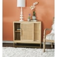 thumbnail image 2 of Blair Rattan Sliding Doors Cabinet with Shelves, Natural and Gold, 2 of 14