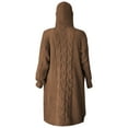 thumbnail image 4 of DuoJiaJ Long Hooded Cardigan Sweater Coat Knit Open Front Outwear Wrap For Fall Winter Casual Plus Size Crewneck Sweater Brown XL, 4 of 4