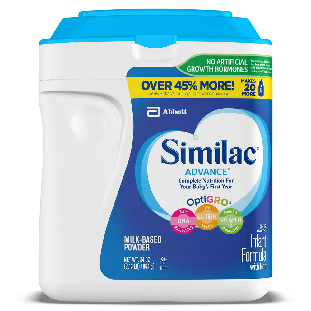Similac Advance Infant Formula with Iron, Baby Formula 34 oz, 2 Count