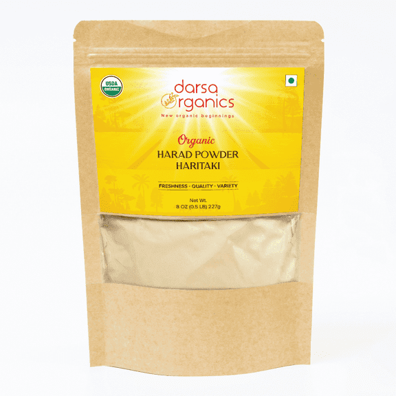 Darsa Organics Haritaki Powder 8oz, Harad Powder for Digestion, Detoxification, Wellness & Vitality
