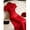 Fiery Red-S, variant on Elegant Fiery Red Jacquard Satin Qipao Dress, Short Sleeve Button Front