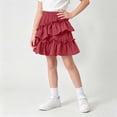 thumbnail image 4 of Girls Ruffle Tiered Skorts - Elastic Waist Flowy Skirt with Shorts - Lightweight Comfy Versatile Daily Short Skirts,3-4 Years, 4 of 8
