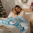 thumbnail image 4 of Christmas Snowman Flannel Blanket for Bed,Travel and Camping, White Gold Snowflake Branch Bird Blue Super Soft Cozy Blanket for All Seasons 60"x80", 4 of 9