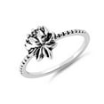 thumbnail image 2 of 925 Sterling Silver Oxidized Platinum Plated Lotus Flower Women Valentines Day Gifts Ring, 2 of 4