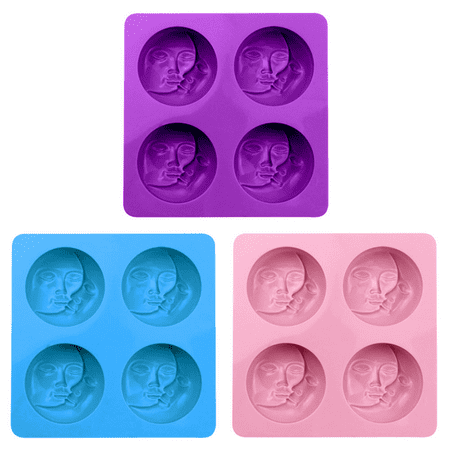 

3pcs/pack Bath Bomb DIY Baking 4 Cavity Handmade Clay Sun Moon Face