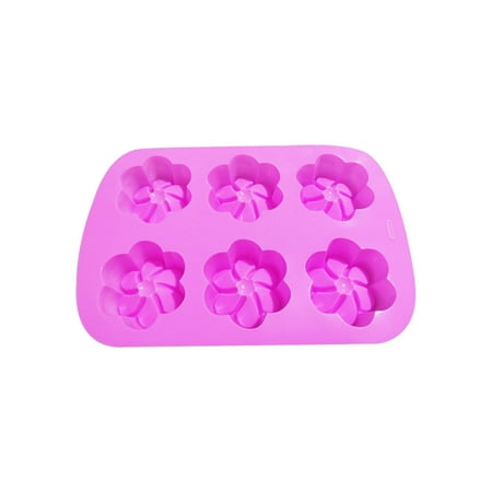 

6-Cavity Silicone Flower Cake Mold Handmade Jelly Mousse Mould Heat Resistant Chocolate Baking Tray Ice Cube