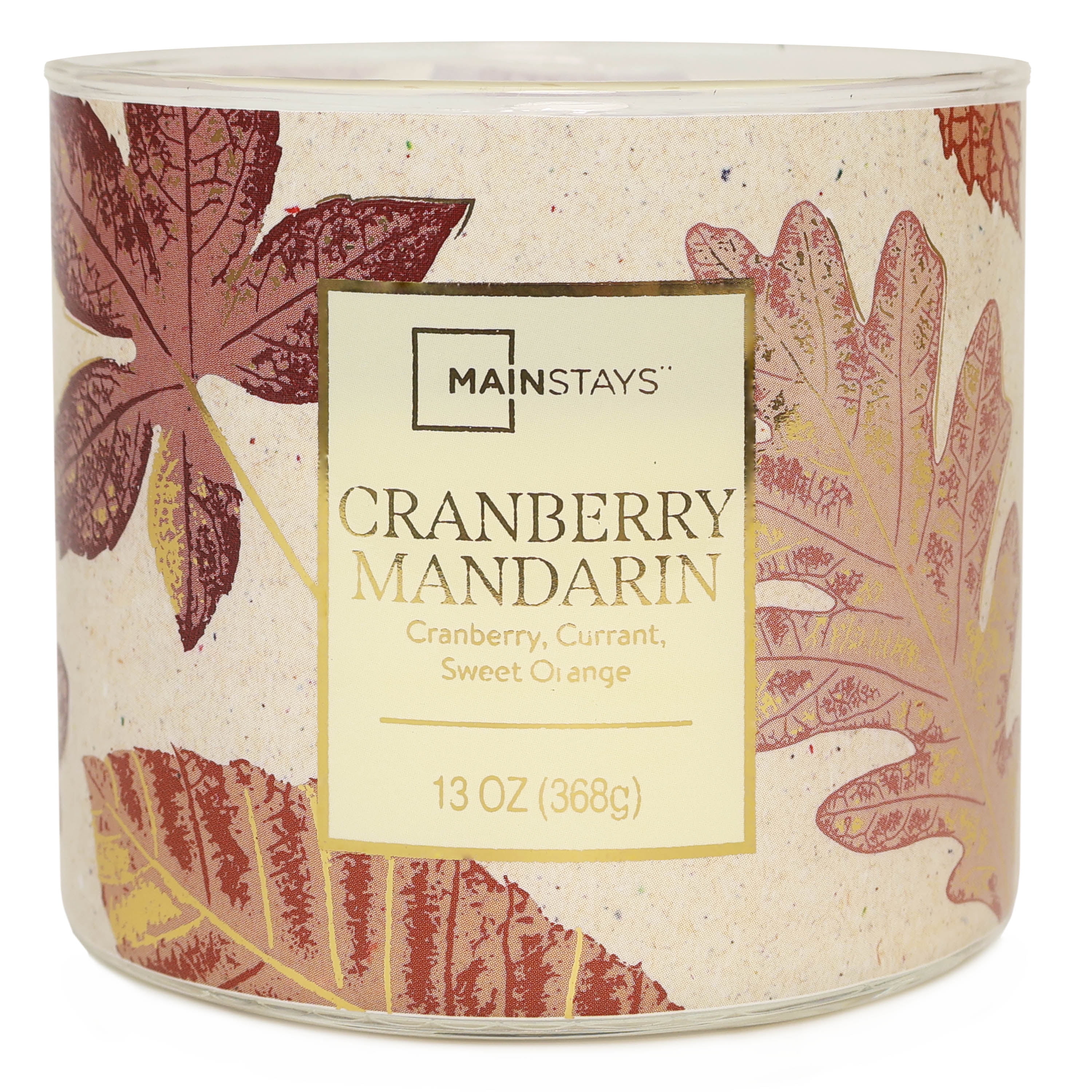 Mainstays 3-Wick Cranberry Mandarin With a Leaf Design, 13-Ounce