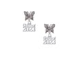 thumbnail image 2 of Delight Jewelry Silvertone Class of 2023 Silvertone Antiqued Butterfly Post Earrings, 2 of 4