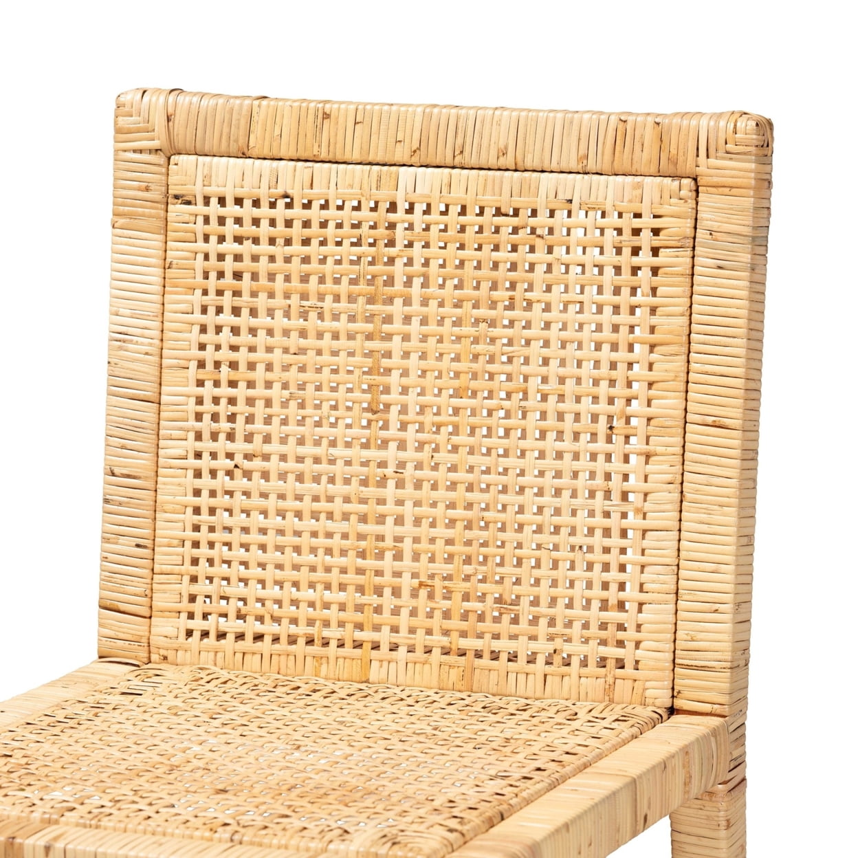 Baxton Studio Sofia Modern and Contemporary Natural Finished Wood and Rattan Counter Stool