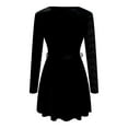thumbnail image 4 of IWRICH Formal Sequin Velvet Mini Dress for Women Fashion Long Sleeve a Line Sparkly V Neck Glitter Short Dresses Black XXXXXL, 4 of 6