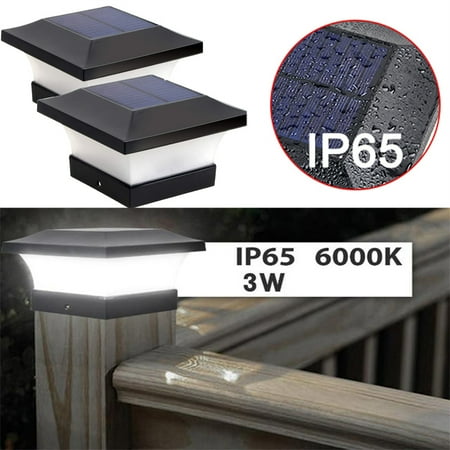 

2PCS Solar Power Fence Light Square Column Lamp Waterproof Landscape Lamp Emergency Light for Fence Yard Garden Decoration-Cold Light