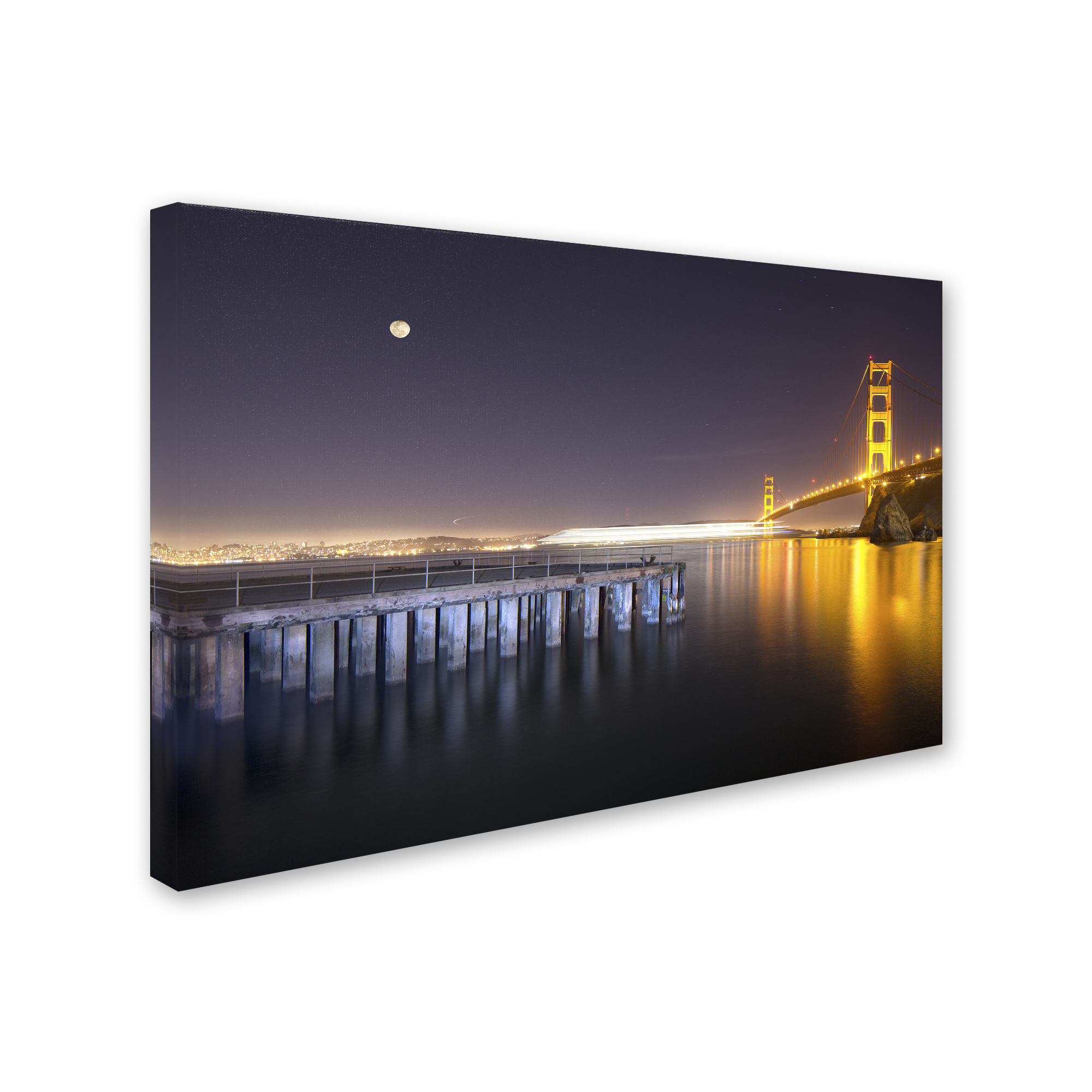 Trademark Fine Art "Golden Gate Pier and Stars" Canvas Art by Moises Levy