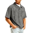 thumbnail image 2 of Garbnen Corduroy Men Polo Shirts Turn Down Collar Button Mens Short Sleeve Tshirts Big and Tall Fishing Summer Men Work Shirts with Pocket, 2 of 5
